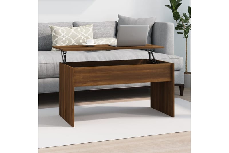 beBasic sofabord 102x50,5x52,5 cm konstrueret træ brun egetræsfarve - Brun - Møbler - Borde - Aflastningsbord - Lampebord