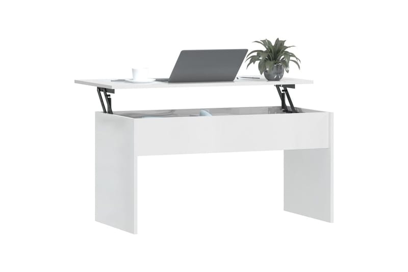 beBasic sofabord 102x50,5x52,5 cm konstrueret træ hvid højglans - Hvid - Lampebord - Bakkebord & små borde