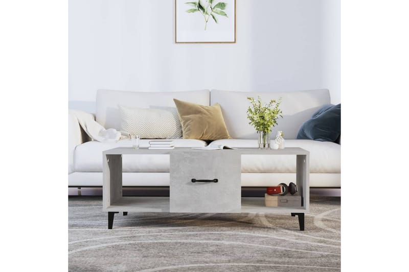 beBasic sofabord 102x50x40 cm konstrueret træ betongrå - GrÃ¥ - Møbler - Borde - Aflastningsbord - Lampebord