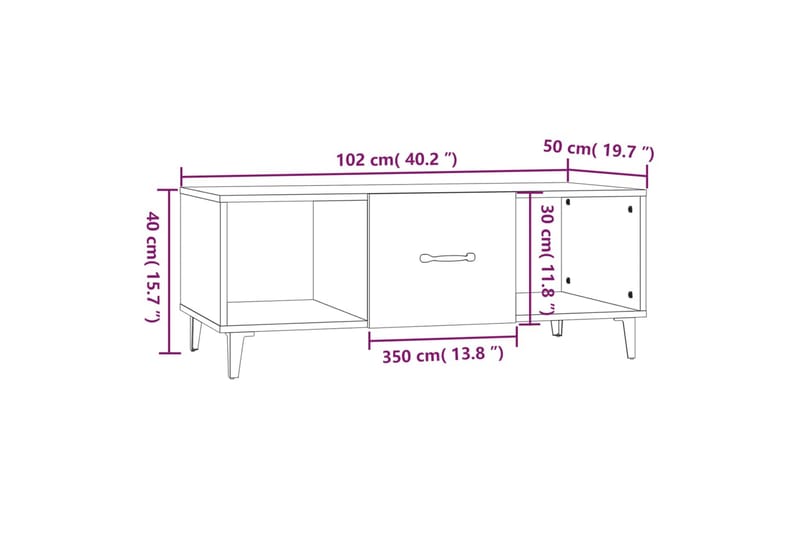 beBasic sofabord 102x50x40 cm konstrueret træ grå sonoma-eg - GrÃ¥ - Lampebord - Bakkebord & små borde