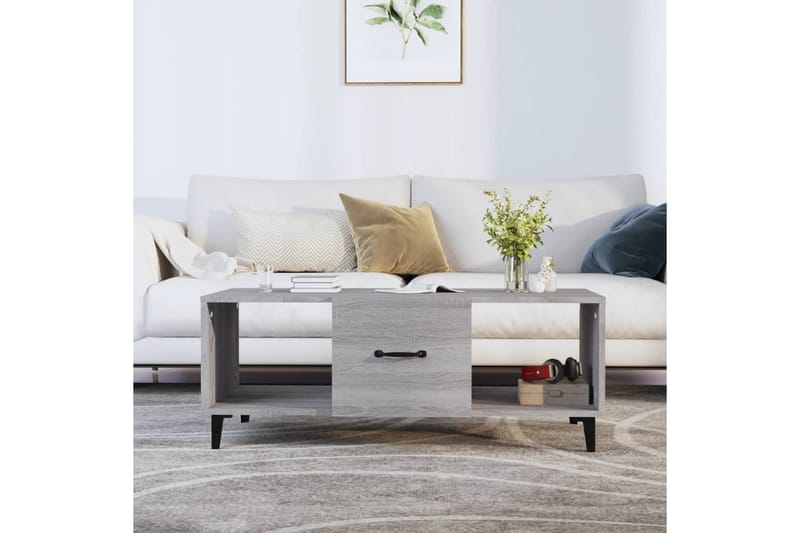 beBasic sofabord 102x50x40 cm konstrueret træ grå sonoma-eg - GrÃ¥ - Møbler - Borde - Aflastningsbord - Lampebord