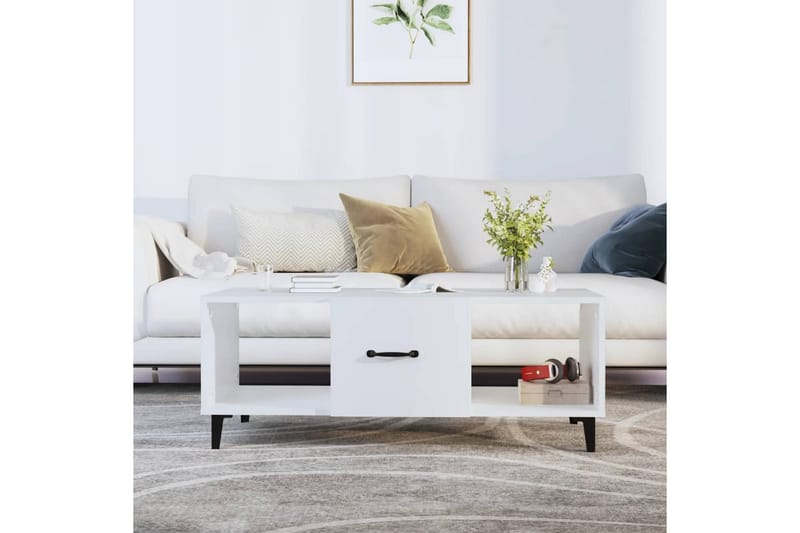 beBasic sofabord 102x50x40 cm konstrueret træ hvid - Hvid - Møbler - Borde - Aflastningsbord - Lampebord