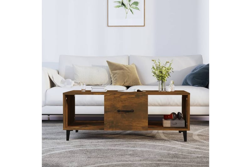 beBasic sofabord 102x50x40 cm konstrueret træ røget egetræsfarve - Brun - Lampebord - Bakkebord & små borde