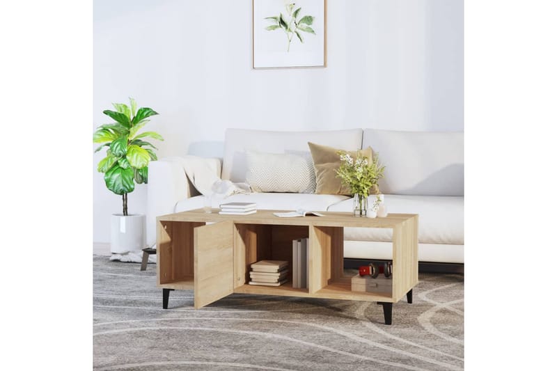 beBasic sofabord 102x50x40 cm konstrueret træ sonoma-eg - Brun - Møbler - Borde - Aflastningsbord - Lampebord