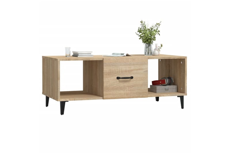 beBasic sofabord 102x50x40 cm konstrueret træ sonoma-eg - Brun - Møbler - Borde - Aflastningsbord - Lampebord
