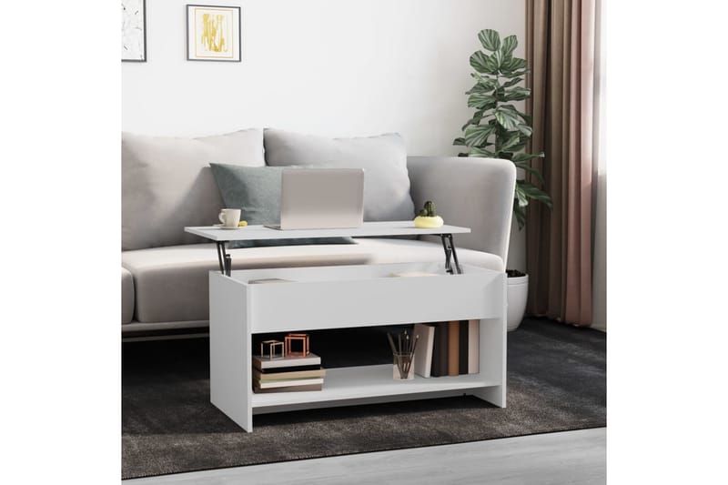 beBasic sofabord 102x50x52,5 cm konstrueret træ hvid - Hvid - Møbler - Borde - Aflastningsbord - Lampebord