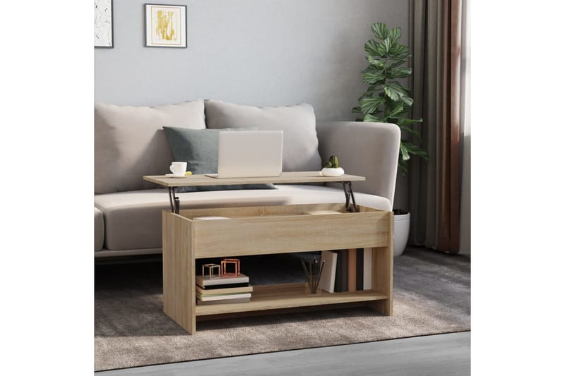 beBasic sofabord 102x50x52,5 cm konstrueret træ sonoma-eg - Brun - Møbler - Borde - Aflastningsbord - Lampebord