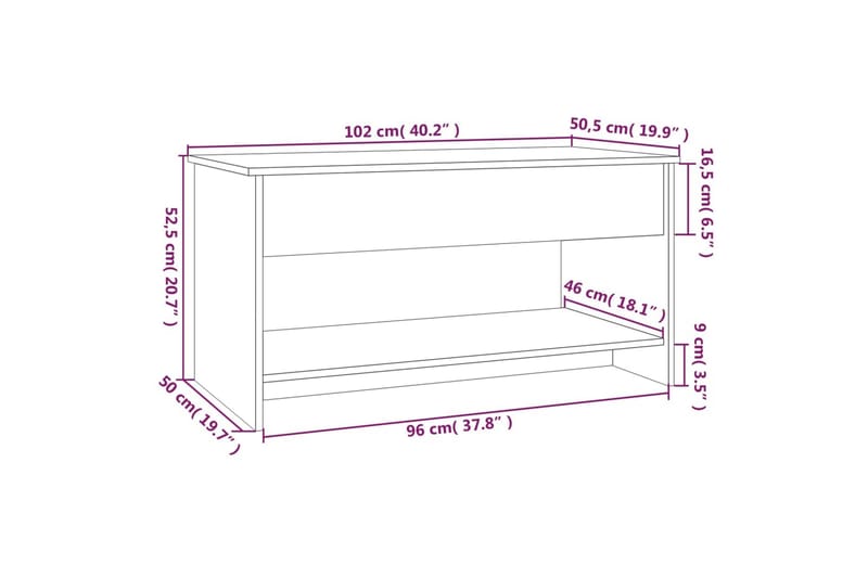 beBasic sofabord 102x50x52,5 cm konstrueret træ sort - Sort - Lampebord - Bakkebord & små borde