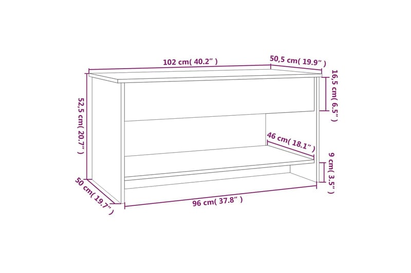 beBasic sofabord 102x50x52,5 konstrueret træ hvid højglans - Hvid - Lampebord - Bakkebord & små borde