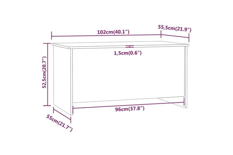 beBasic sofabord 102x55,5x52,5 cm konstrueret træ grå sonoma-eg - GrÃ¥ - Møbler - Borde - Aflastningsbord - Lampebord