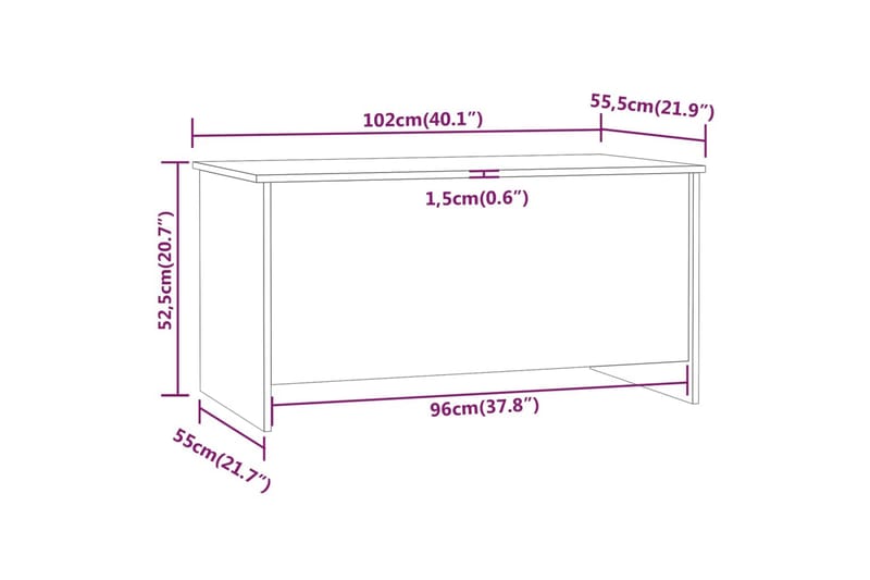 beBasic sofabord 102x55,5x52,5 cm konstrueret træ hvid - Hvid - Møbler - Borde - Aflastningsbord - Lampebord