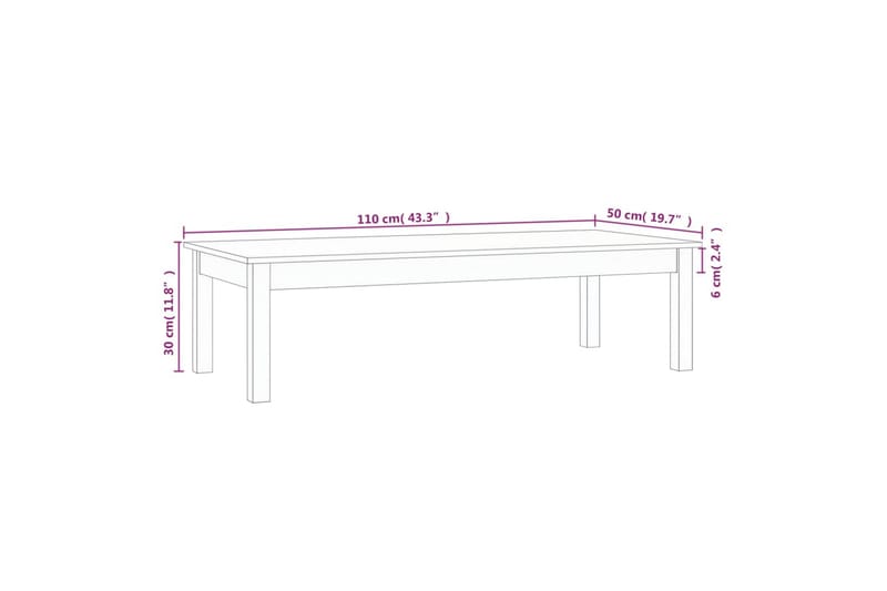beBasic sofabord 110x50x30 cm massivt fyrretræ grå - GrÃ¥ - Møbler - Borde - Aflastningsbord - Lampebord