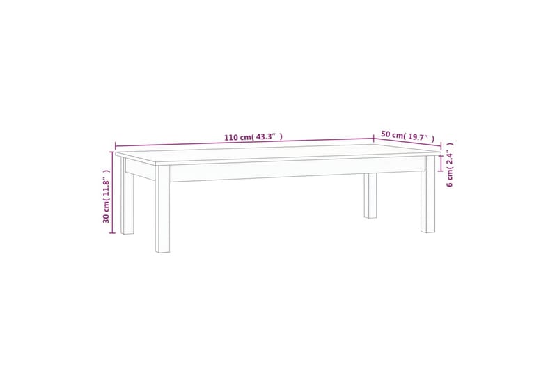 beBasic sofabord 110x50x30 cm massivt fyrretræ grå - GrÃ¥ - Lampebord - Bakkebord & små borde