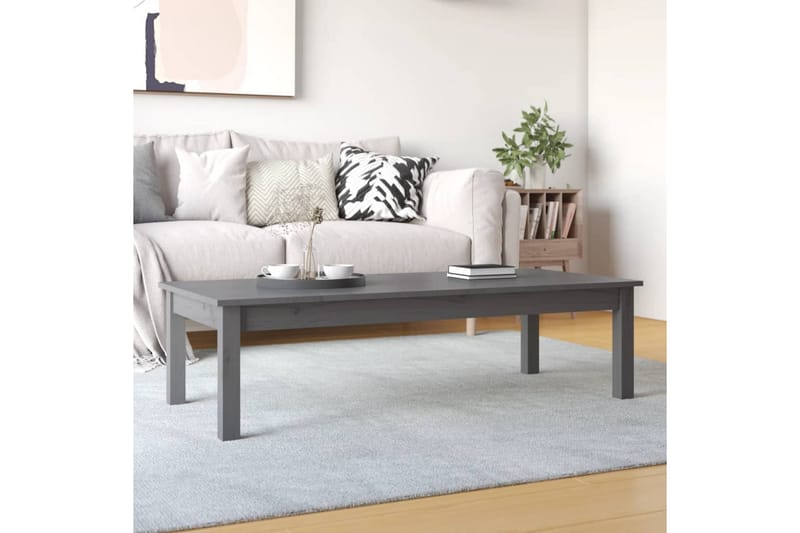 beBasic sofabord 110x50x30 cm massivt fyrretræ grå - GrÃ¥ - Lampebord - Bakkebord & små borde
