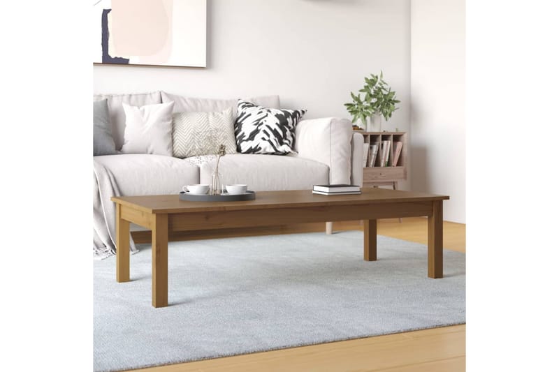 beBasic sofabord 110x50x30 cm massivt fyrretræ gyldenbrun - Brun - Lampebord - Bakkebord & små borde