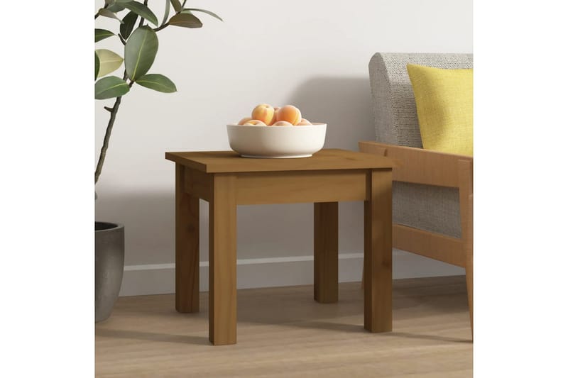 beBasic sofabord 35x35x30 cm massivt fyrretræ gyldenbrun - Brun - Møbler - Borde - Aflastningsbord - Lampebord