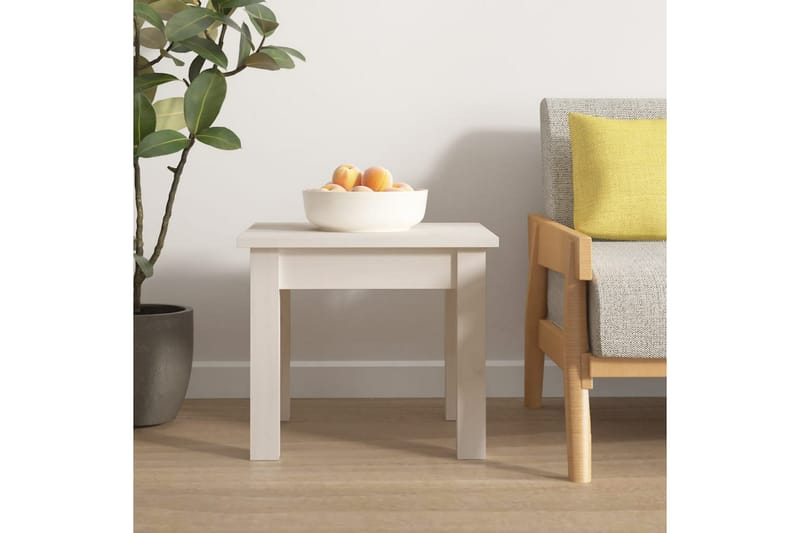 beBasic sofabord 35x35x30 cm massivt fyrretræ hvid - Hvid - Møbler - Borde - Aflastningsbord - Lampebord