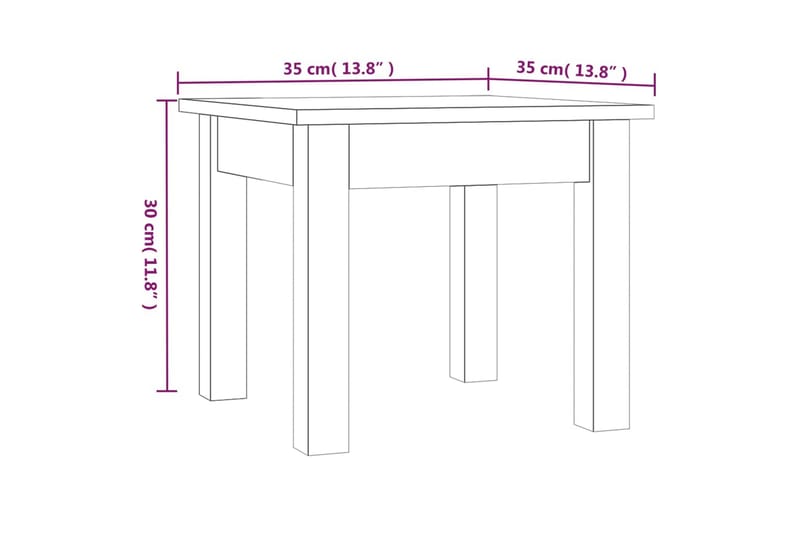 beBasic sofabord 35x35x30 cm massivt fyrretræ sort - Sort - Lampebord - Bakkebord & små borde