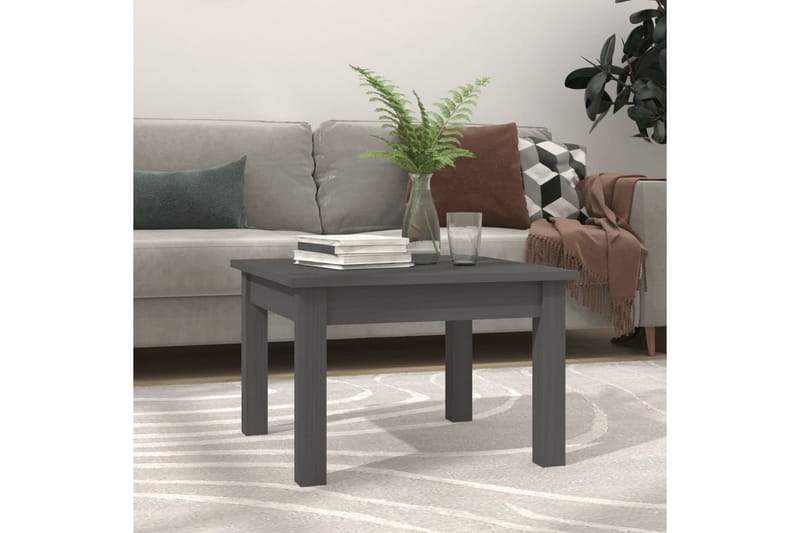 beBasic sofabord 45x45x30 cm massivt fyrretræ grå - GrÃ¥ - Møbler - Borde - Aflastningsbord - Lampebord