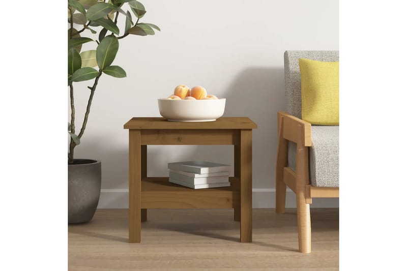 beBasic sofabord 45x45x40 cm massivt fyrretræ gyldenbrun - Brun - Lampebord - Bakkebord & små borde