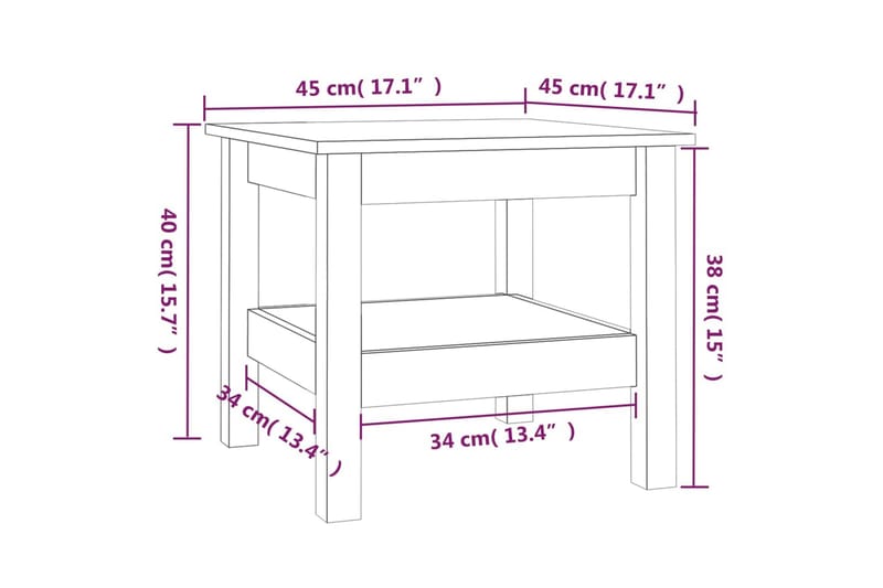beBasic sofabord 45x45x40 cm massivt fyrretræ hvid - Hvid - Lampebord - Bakkebord & små borde