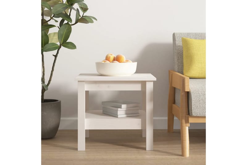 beBasic sofabord 45x45x40 cm massivt fyrretræ hvid - Hvid - Møbler - Borde - Aflastningsbord - Lampebord