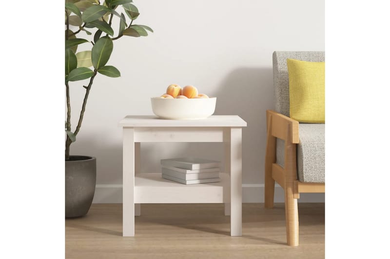 beBasic sofabord 45x45x40 cm massivt fyrretræ hvid - Hvid - Lampebord - Bakkebord & små borde