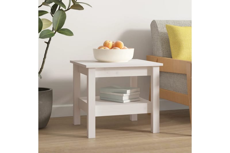 beBasic sofabord 45x45x40 cm massivt fyrretræ hvid - Hvid - Møbler - Borde - Aflastningsbord - Lampebord
