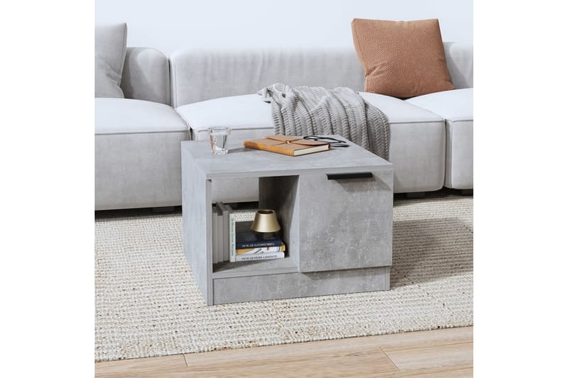 beBasic sofabord 50x50x36 cm konstrueret træ betongrå - GrÃ¥ - Møbler - Borde - Aflastningsbord - Lampebord