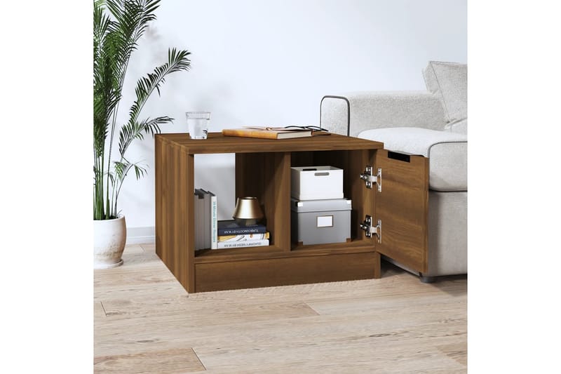 beBasic sofabord 50x50x36 cm konstrueret træ brun egetræ - Brun - Møbler - Borde - Aflastningsbord - Lampebord