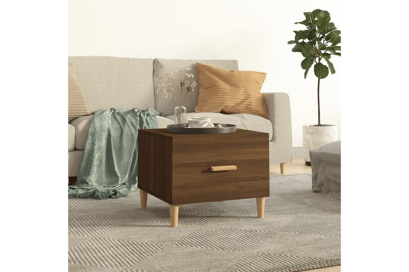 beBasic sofabord 50x50x40 cm konstrueret træ brun egetræsfarve - Brun - Møbler - Borde - Aflastningsbord - Lampebord