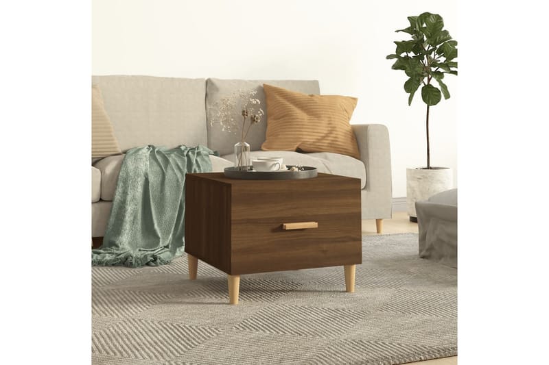 beBasic sofabord 50x50x40 cm konstrueret træ brun egetræsfarve - Brun - Lampebord - Bakkebord & små borde