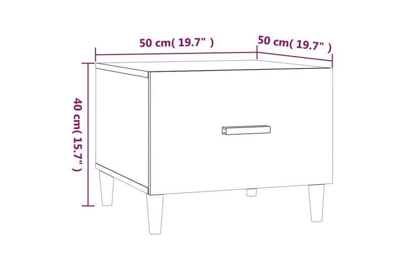 beBasic sofabord 50x50x40 cm konstrueret træ hvid højglans - Hvid - Møbler - Borde - Aflastningsbord - Lampebord