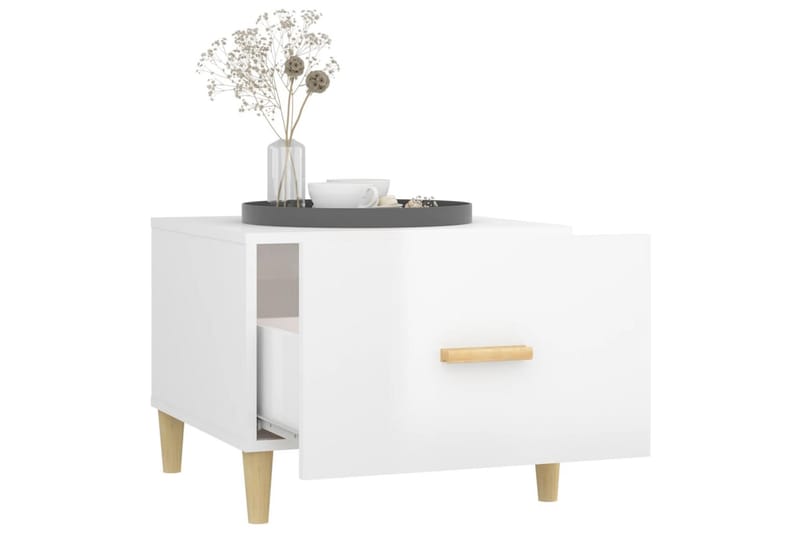 beBasic sofabord 50x50x40 cm konstrueret træ hvid højglans - Hvid - Lampebord - Bakkebord & små borde
