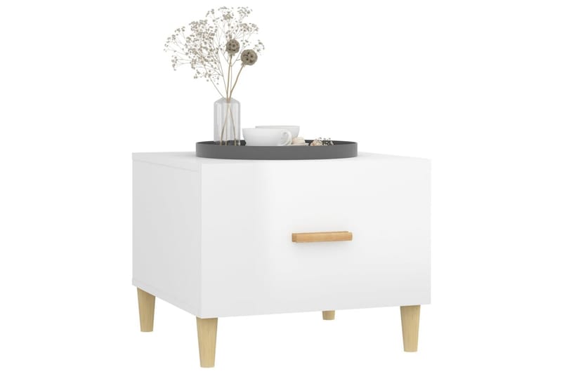 beBasic sofabord 50x50x40 cm konstrueret træ hvid højglans - Hvid - Møbler - Borde - Aflastningsbord - Lampebord