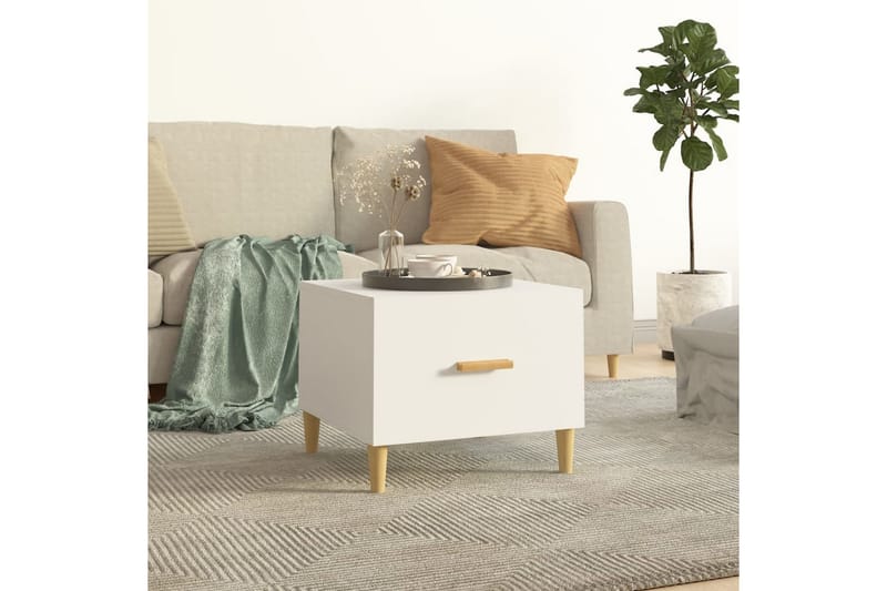 beBasic sofabord 50x50x40 cm konstrueret træ hvid - Hvid - Møbler - Borde - Aflastningsbord - Lampebord