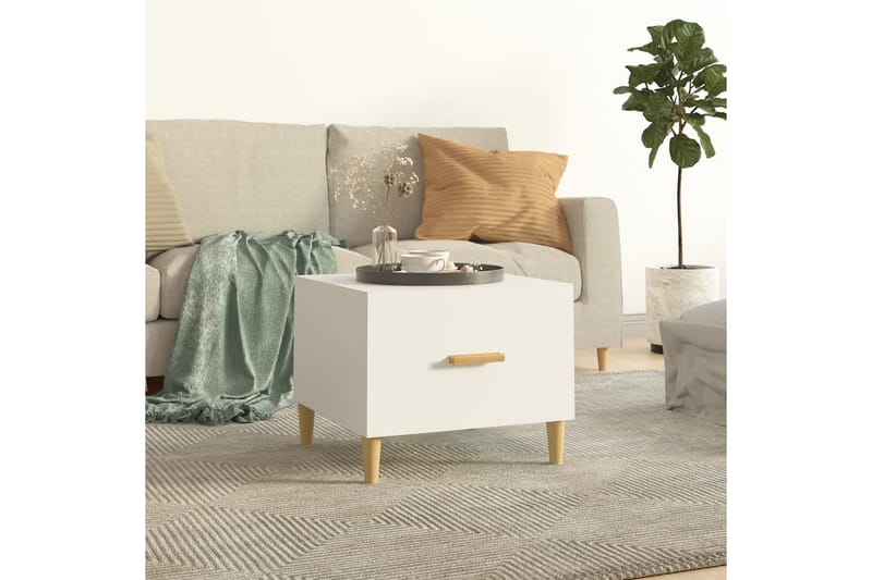 beBasic sofabord 50x50x40 cm konstrueret træ hvid - Hvid - Lampebord - Bakkebord & små borde