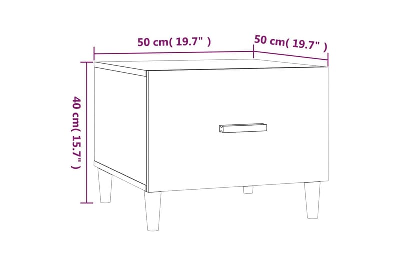 beBasic sofabord 50x50x40 cm konstrueret træ røget egetræsfarve - Brun - Lampebord - Bakkebord & små borde