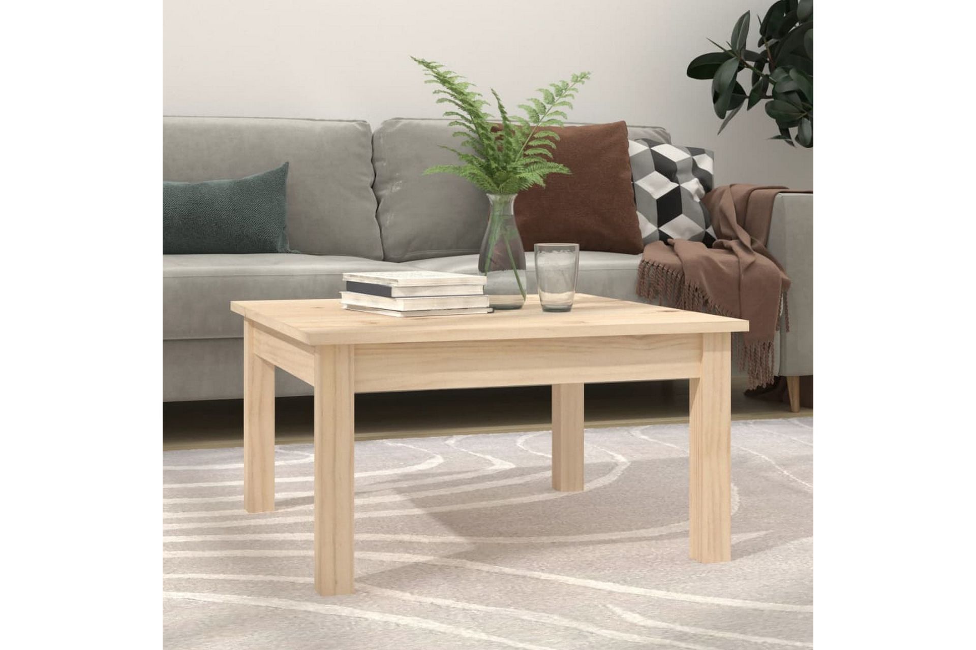 beBasic sofabord 55x55x30 cm massivt fyrretræ - Brun - Møbler - Borde - Aflastningsbord - Lampebord