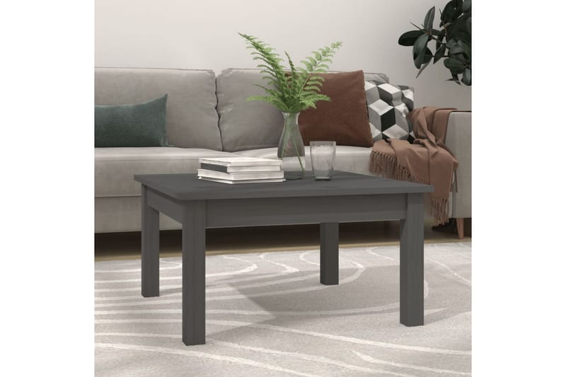 beBasic sofabord 55x55x30 cm massivt fyrretræ grå - GrÃ¥ - Møbler - Borde - Aflastningsbord - Lampebord