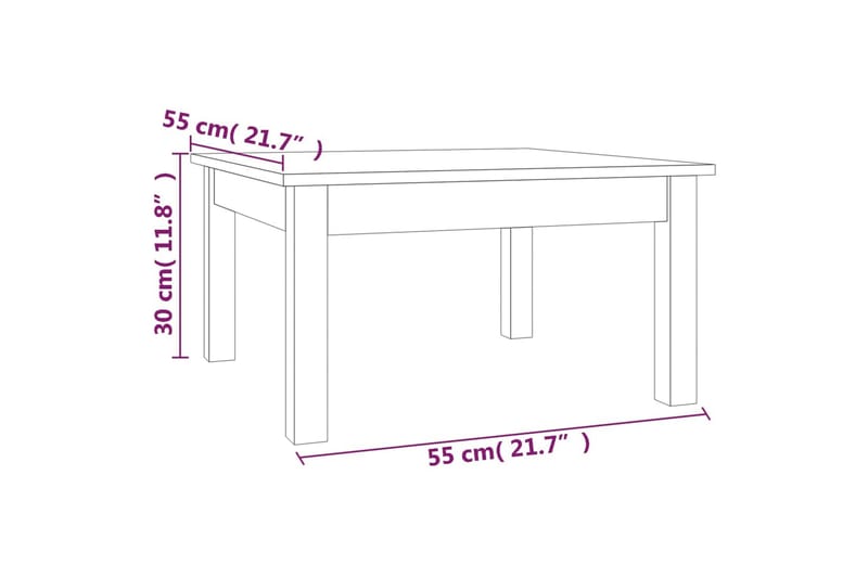 beBasic sofabord 55x55x30 cm massivt fyrretræ gyldenbrun - Brun - Lampebord - Bakkebord & små borde