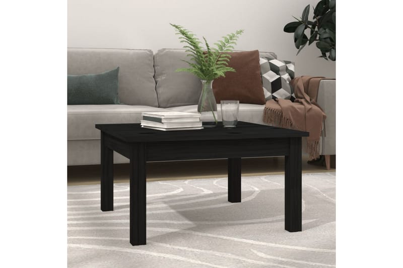 beBasic sofabord 55x55x30 cm massivt fyrretræ sort - Sort - Møbler - Borde - Aflastningsbord - Lampebord