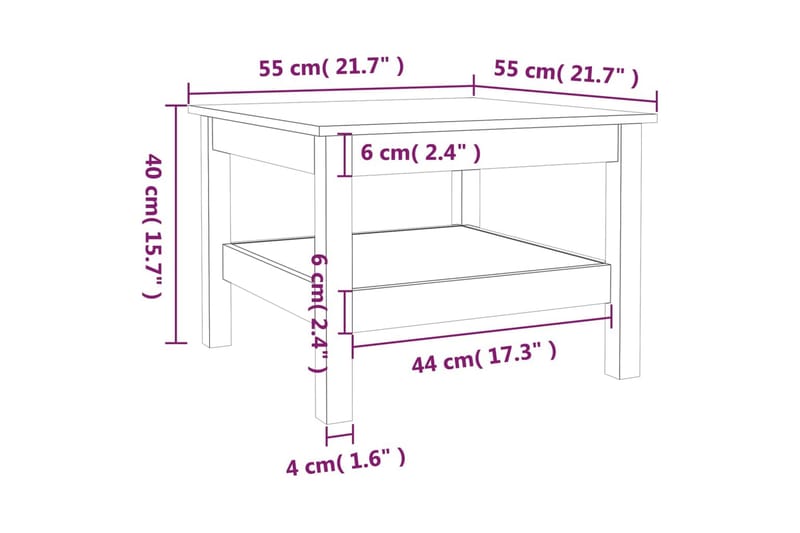 beBasic sofabord 55x55x40 cm massivt fyrretræ - Brun - Lampebord - Bakkebord & små borde