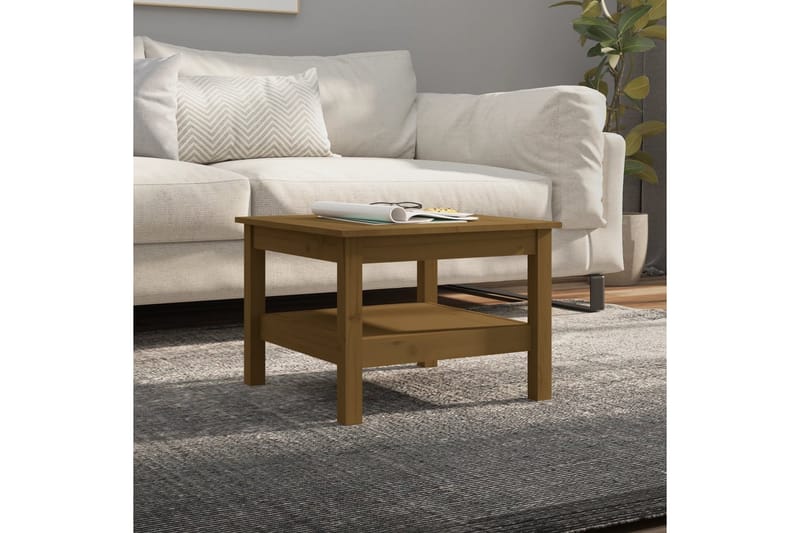 beBasic sofabord 55x55x40 cm massivt fyrretræ gyldenbrun - Brun - Lampebord - Bakkebord & små borde