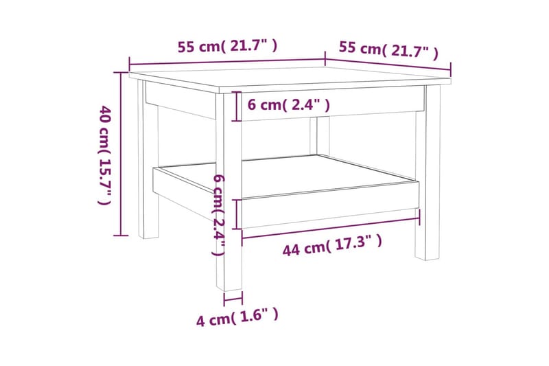 beBasic sofabord 55x55x40 cm massivt fyrretræ gyldenbrun - Brun - Lampebord - Bakkebord & små borde
