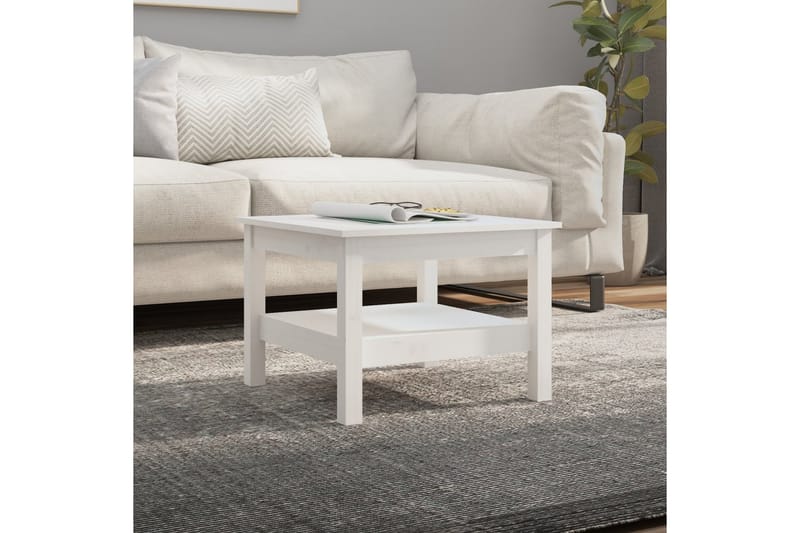 beBasic sofabord 55x55x40 cm massivt fyrretræ hvid - Hvid - Møbler - Borde - Aflastningsbord - Lampebord