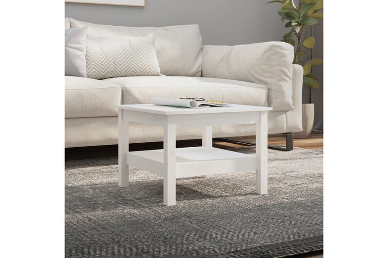 beBasic sofabord 55x55x40 cm massivt fyrretræ hvid - Hvid - Lampebord - Bakkebord & små borde