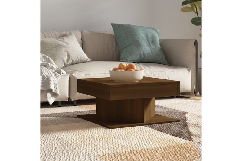beBasic sofabord 57x57x30 cm konstrueret træ brun egetræsfarve - Brun - Møbler - Borde - Aflastningsbord - Lampebord