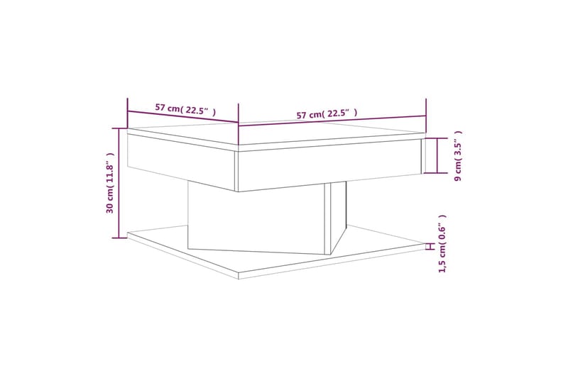 beBasic sofabord 57x57x30 cm konstrueret træ brun egetræsfarve - Brun - Møbler - Borde - Aflastningsbord - Lampebord
