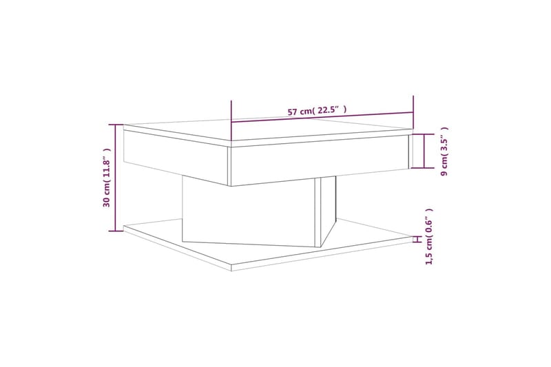 beBasic sofabord 57x57x30 cm konstrueret træ røget egetræsfarve - Brun - Lampebord - Bakkebord & små borde